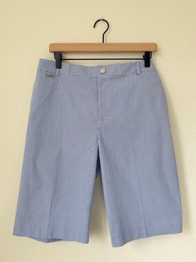 L-RL Lauren Active Shorts Womens 14 Blue White Seersucker Bermuda Golf Beach